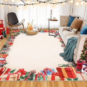 Christmas Area Rug Large Rugs for Living Room Washable Bedroom Throw Mats Non Slip Soft Low Pile Floor Carpet for Kitchen Dining Room - 1 of 4