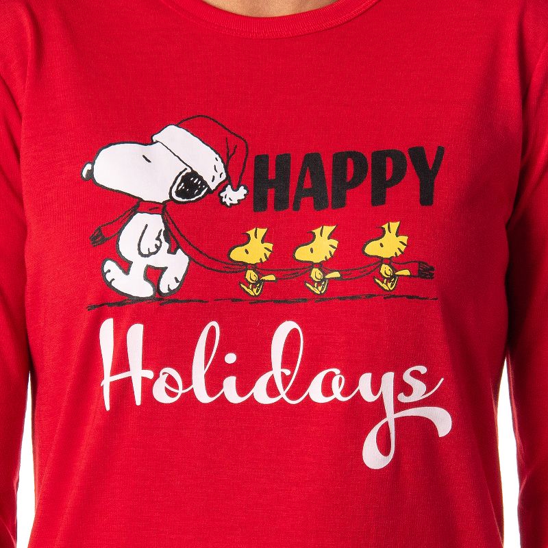 Peanuts Charlie Brown Snoopy Button Sleep Family Christmas Pajama Set White, 3 of 6