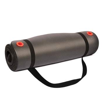 BodySport Personal Exercise Mat, Exercise Equipment for Yoga, Pilates, and Fitness Routines, 56 in. x 24 in. X 1/2 in., Black