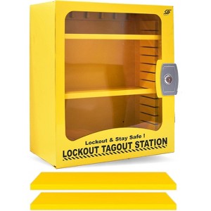 oppli Lockout Tagout Cabinet – Wall-Mountable Steel LOTO Station with 2 Adjustable Shelves – Unfilled Lock Out Tag Out Storage Cabinet (Yellow) - 1 of 4