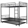 CAVINAS Twin Over Twin Metal Bunk Bed with Ladder & Fence & Trundle,Modern Bed Frame for Kids Room,Bedroom - 3 of 4