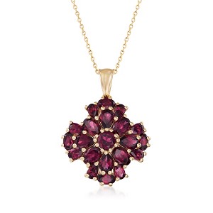 Ross-Simons 7.70 ct. t.w. Rhodolite Garnet Cluster Pendant Necklace in 18kt Gold Over Sterling Size 18 - 1 of 3