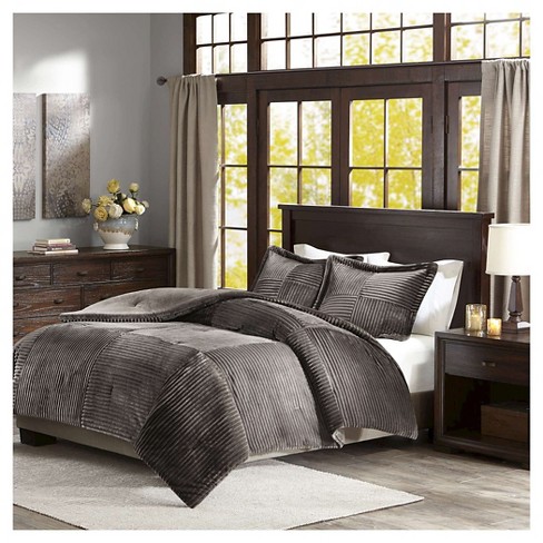 Williams Corduroy Plush Comforter Set King California King Gray