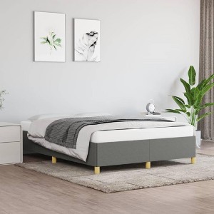 vidaXL Queen Size Bed Frame - Dark Gray, Stylish Modern Design, Supports 59.8"x79.9" Queen Mattress - 1 of 4