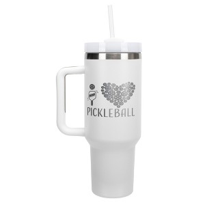 Elanze Designs I Love Pickleball Heart Sports 40 oz. Stainless Steel, Large Water Bottle Coffee Mug, Spill & Leak Resistant, Thermal Travel Tumbler - 1 of 1