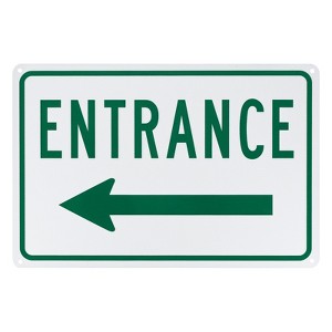 Unique Bargains Aluminum Reflective Rust Free Waterproof Left Arrow Entrance Sign 1 Pc - 1 of 4