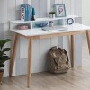 INFURNIC Desks Mid Century Modern Wood Writing Desk with Hutch and Open Pigeonholes for Storage, White, 43"*23.6"*34.4" - 4 of 4