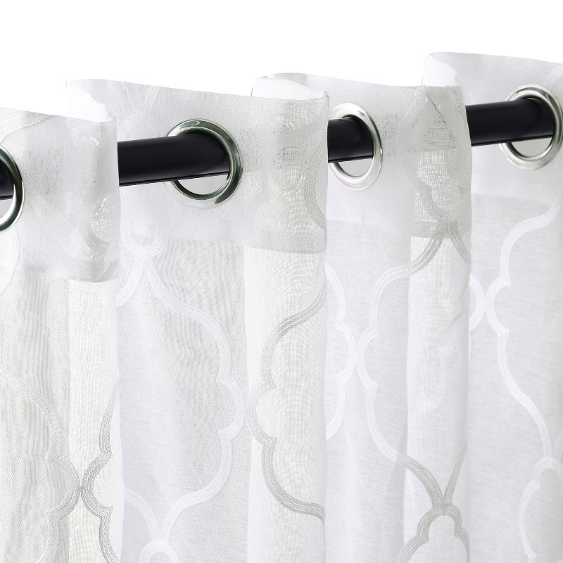 Sheer Geometric Lattice Curtain Set with 2 Panels and Rod Pockets by Blue Nile Mills, 2 of 5
