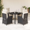 vidaXL Patio Dining Set with Cushions Outdoor Garden Furniture Poly Rattan - Black and Cream 35.4" Table Length 4 Piece - 2 of 4