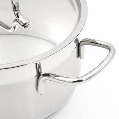 Korkmaz 14 Liter Stainless Steel Deep Casserole Dish with Lid, 2 Piece Set