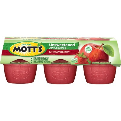 Mott's Unsweetened Strawberry Applesauce - 6ct/3.9oz Cups