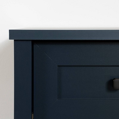 Navy Blue Rectangular Wood End Table with Storage