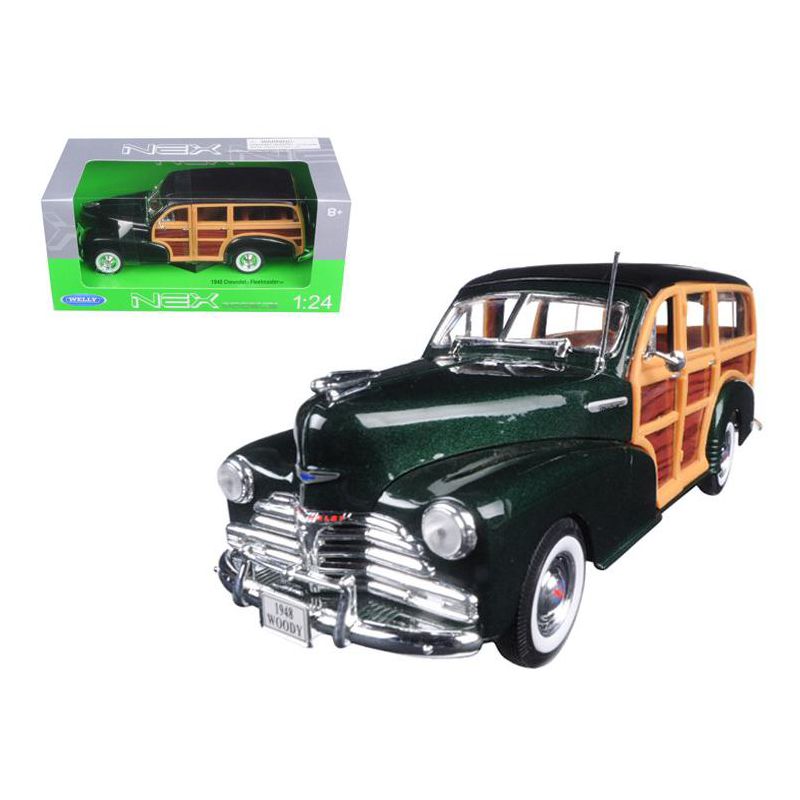 1948 Chevrolet Woody Wagon Fleetmaster Green 1/24 Diecast Model by Welly, 1 of 4