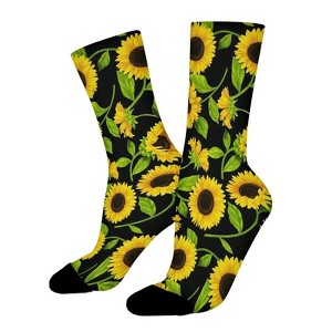 Beautiful Sunflower Women Printed Crew Socks Funny Funky Socks Soft Polyester Novelty Gifts for Artists Men - 1 of 1