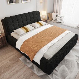 California King/King Size Upholstered Platform Bed with Headboard - ModernLuxe - 1 of 4