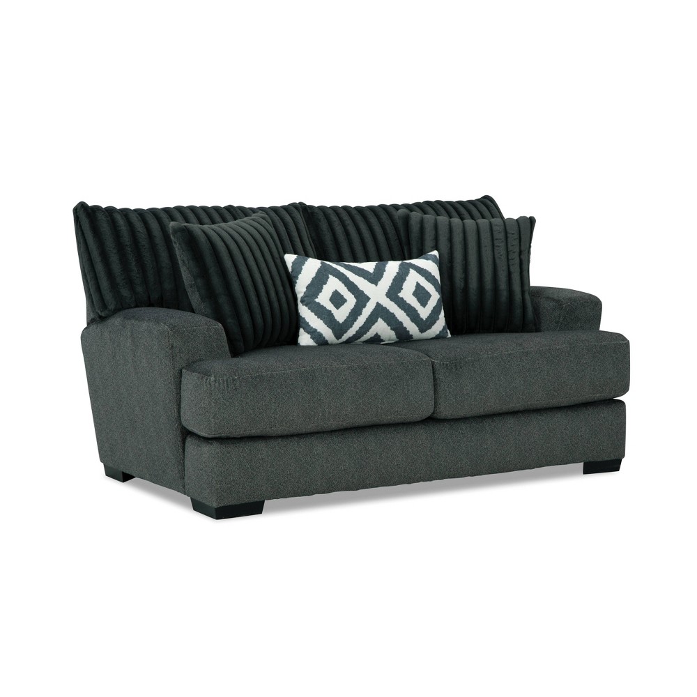 Photos - Sofa HOMES: Inside + Out Telven 72" Loveseat Chenille Channel Tufted with Pillo