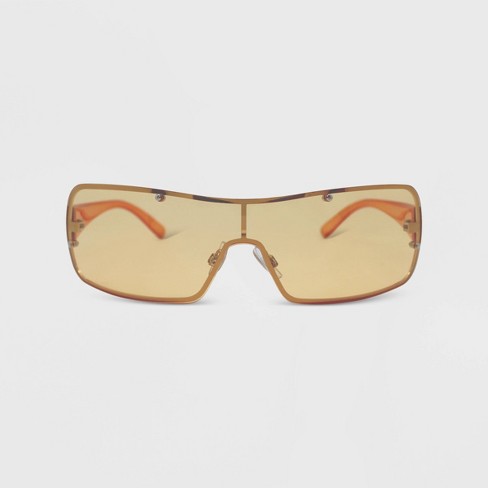 Women's Rimless Wrap Shield Sunglasses - Wild Fable™ Mango Orange