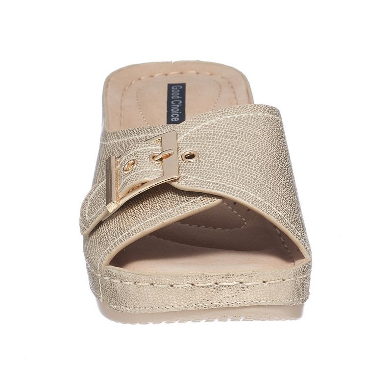 GC Shoes Justina Buckle Comfort Slide Wedge Sandals, 3 of 9