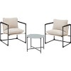 EROMMY Patio Furniture Set, 3-Piece Outdoor Patio Set with Water-Resistant Cushion and Table, Outside Metal Patio Conversation Set - 3 of 3