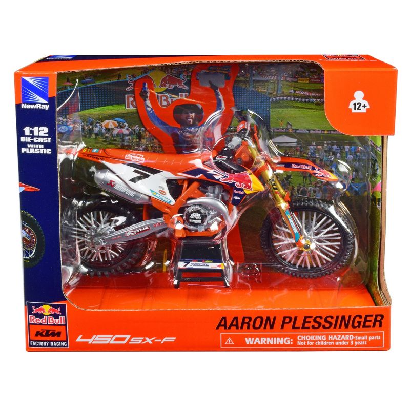 KTM 450 SX-F Motorcycle #7 Aaron Plessinger "Red Bull KTM Factory Racing" 1/12 Diecast Model by New Ray, 1 of 4