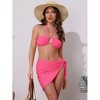 INSPIRE CHIC Women's Rope Circle Halter Ribbed Bikini Sets, Triangle Bottoms Side Tie Cover Up Swimwear Bathing Suits 1 Set - 4 of 4