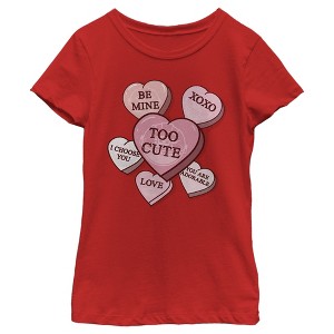 Girl's Star Wars The Mandalorian The Child TooCute Candy Hearts T-Shirt - 1 of 4