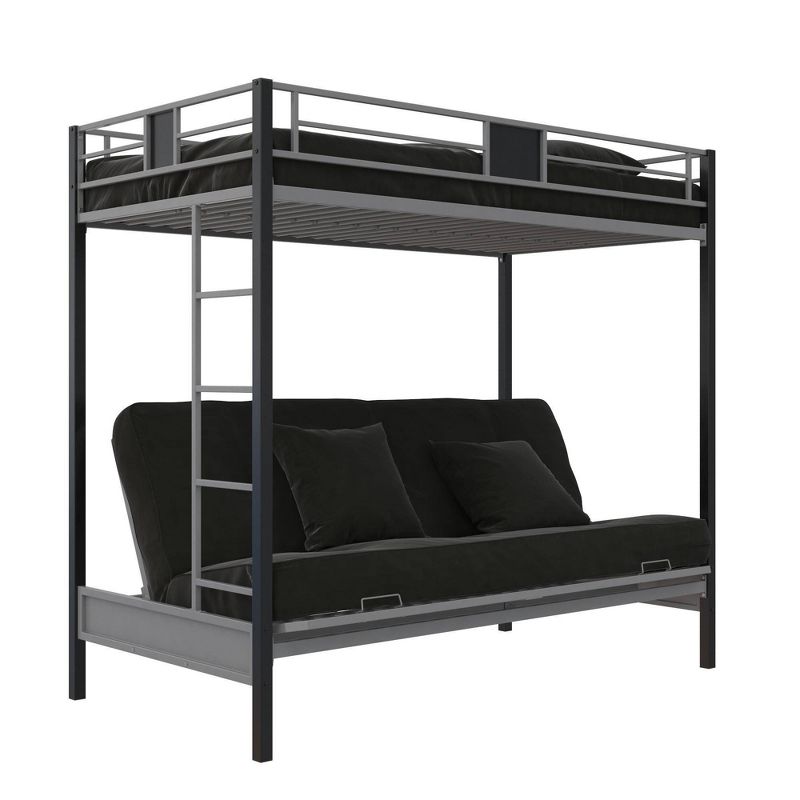 Twin Over Futon Maxence Kids&#39; Metal Bunk Bed Silver/Black - Room &#38; Joy, 1 of 11
