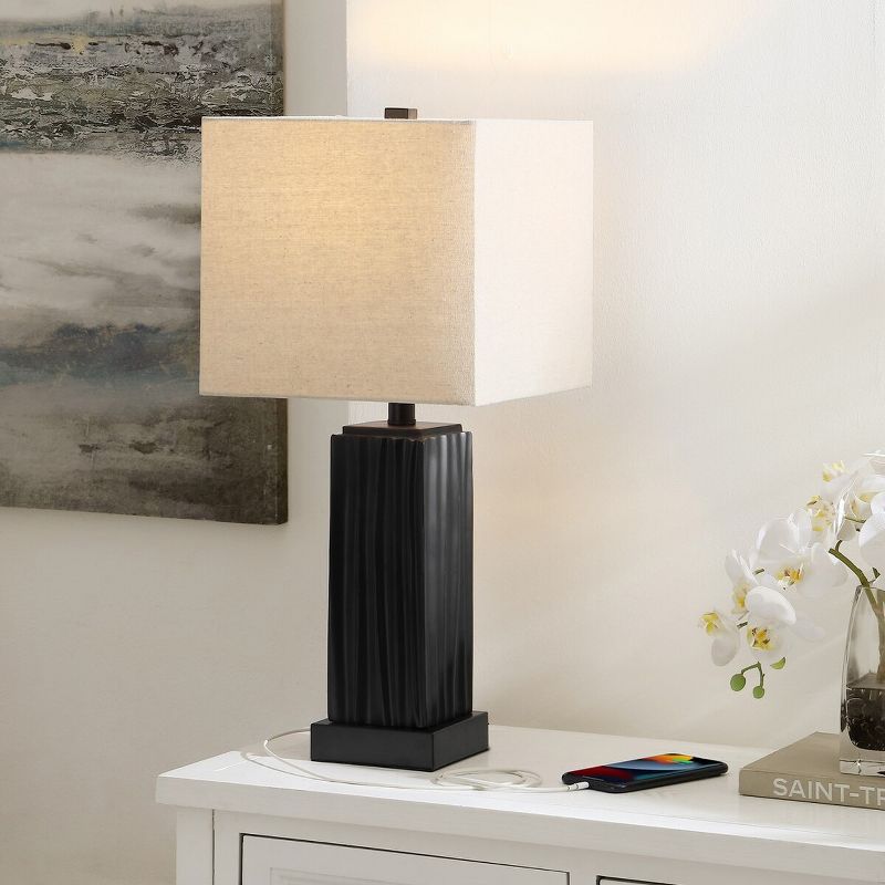 Park 24 Inch Resin Table Lamp with USB Port - Black - Safavieh., 4 of 5
