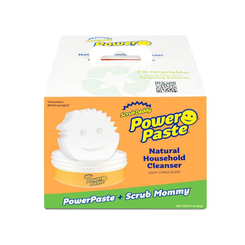 Scrub Daddy PowerPaste + Scrub Mommy Dye Free Sponge Natural Household Cleanser, 1 of 16