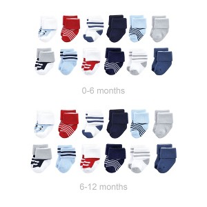 Luvable Friends Infant Boys Grow with Me Cotton Terry Socks, Red Navy Sneakers, 0-6 and 6-12 Months - 1 of 2
