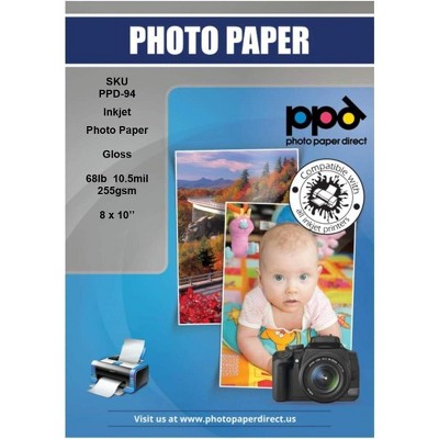 PPD Glossy Photo Paper 8x10" 50 sheets 255 gsm for Inkjet Printers