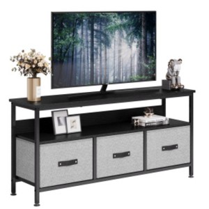 Gray Board & Black Fabric Drawer TV Stand for Living Room - 1 of 1