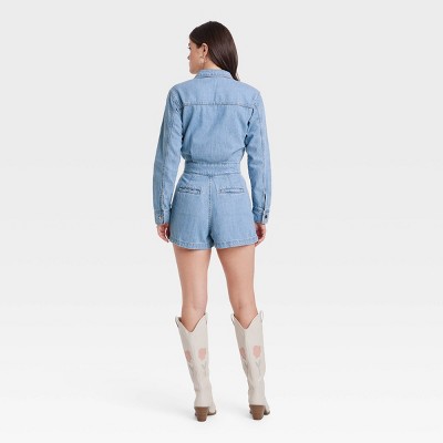 Women's Long Sleeve Denim Romper - Universal Thread
