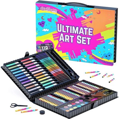 GirlZone Ultimate Art Set for Girls, 118-Piece Awesome Arts and Crafts Kit for Kids, Fun Girls Toys Age 7 Set & Kids