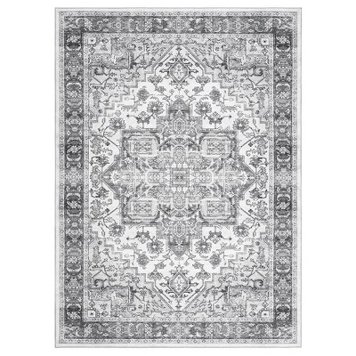 Garvee Large Area Rug for Living Room, Machine Washable Vintage Rug Carpet for Bedroom Dinning Room, Distressed Area Rug Indoor Non Slip No Pile, Grey