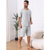 INSPIRE CHIC Men's Summer Short Sleeves Crew Neck with Pockets Nightwear Pajama Set - 2 of 4