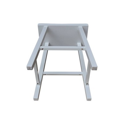Elegant White Parawood Saddle Seat Counter Stool, 25"