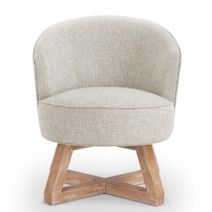 Lyngins Swivel Accent Chairs with Cross-shaped Wood Base,Upholstered Round Swivel Reading Chairs,Linen Sofa Chairs for Bedroom,Living Room - 1 of 4