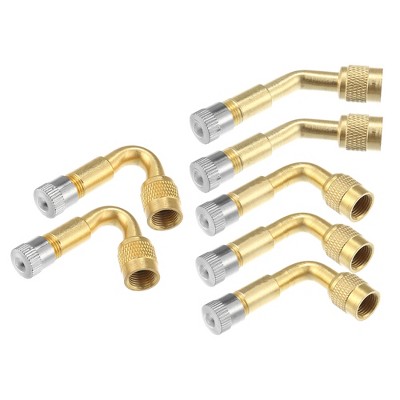 Unique Bargains 45 90 135 Degree Tire Valve Stem Extenders with Cap Universal Gold Tone 7 Pcs