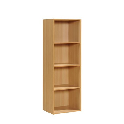 4 Shelf Bookcase In Beech Brown, Hodedah Import 4 Shelf Bookcase Cabinet Black