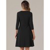 INSPIRE CHIC Women's Crew Neck 3/4 Sleeve Pleated Neck A-Line Above Knee Dress - 3 of 4