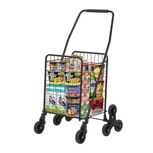 Folding Shopping Cart, 110 LB Capacity, Collapsible Grocery Cart with 22 gal Basket & Wheels, Lightweight Portable Shopping Trolley for Groceries - 1 of 4