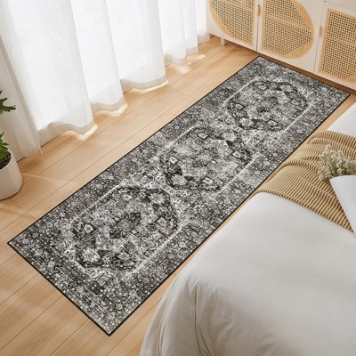 Decorative Vintage Area Rug for Kitchen Living Room - Distressed Retro Medallion Carpet, Soft Washable Non Slip Low Pile Non Shedding Thin Rug