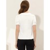 INSPIRE CHIC Women's Turndown Collar Button Decor Short Sleeve Satin Blouse - 4 of 4