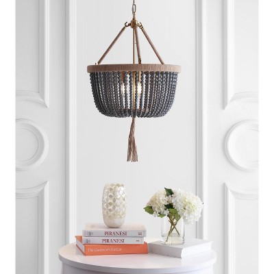 Gray Beaded Brass Bohemian Chandelier Light