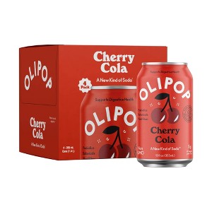 OLIPOP Cherry Cola Prebiotic Soda - 4ct/12 fl oz Cans - 1 of 4