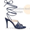 Perphy Women's Rhinestone Strappy Lace Up Slingback Stiletto Heel Sandals - 4 of 4