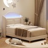 Whizmax Twin Upholstered Bed Frame - Velvet Platform with Wingback Headboard & Lights, Wood Slats, No Box Spring - 2 of 4