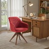 Art Leon Comfortable Fabric Swivel Accent Chair with Solid Oak Wood Legs - 2 of 3