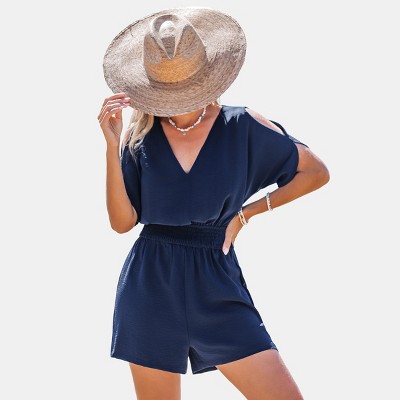Women's Chic Navy Romper with Relaxed Beach Vibes - Cupshe